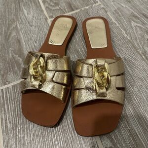 Zara Gold Sandals with Gold Chain size 40